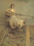 Thomas Wilmer Dewing Girl with Lute Germany oil painting artist